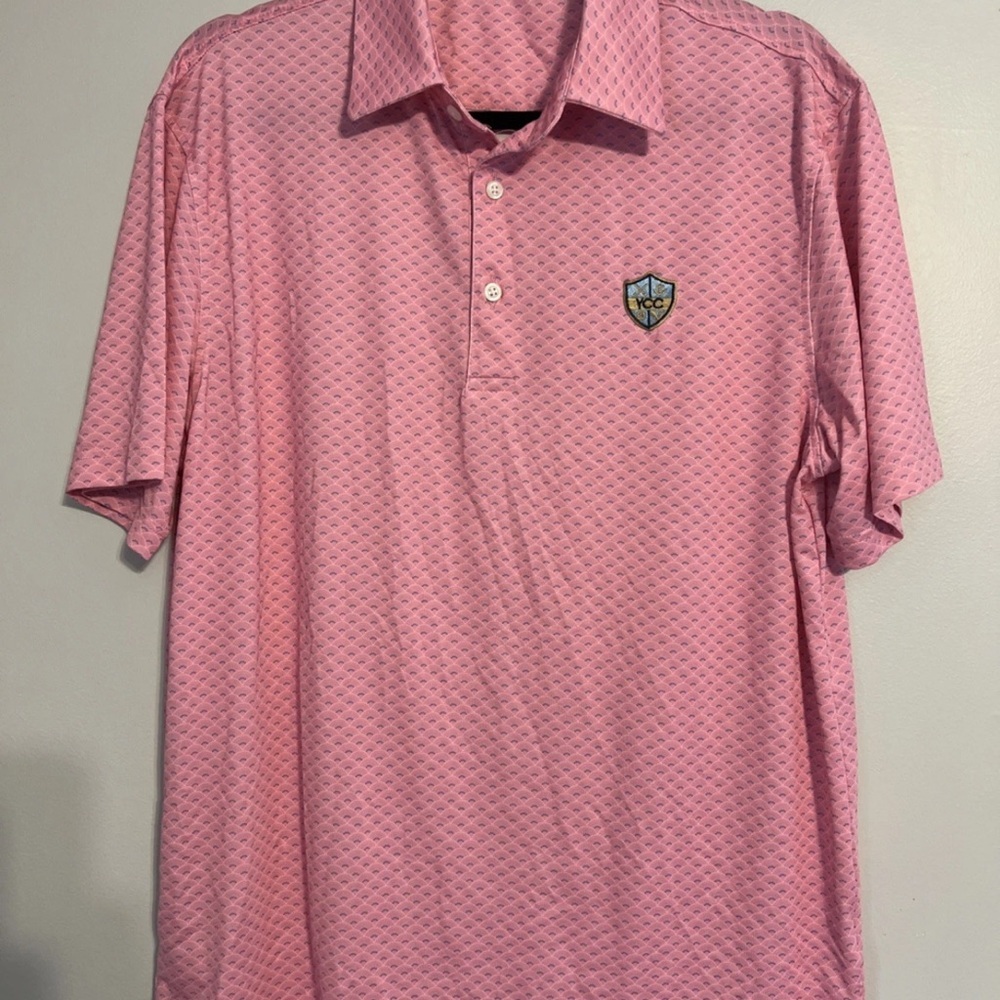 Full Turn The Yacht And Country Club Men’s Golf Polo Short Sleeve Pink Medium